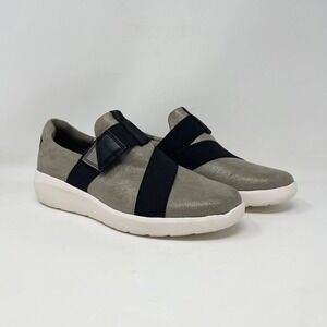 Clarks Kayleigh Charm Slip Ons Womens 8.5‎ Gray Metallic Black Elastic 151590